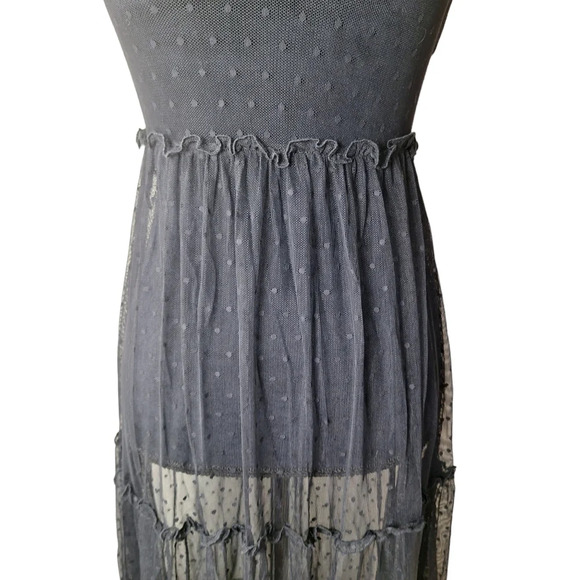 NEW Show Me Your Mumu Black XS Sheer Sleeveless Swiss Dot Maxi Dress Ruffles - Picture 10 of 15